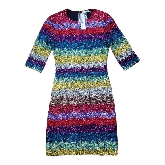 Alice & Olivia Inka Rainbow Sequin mini dress size 2 - Picture 2 of 7